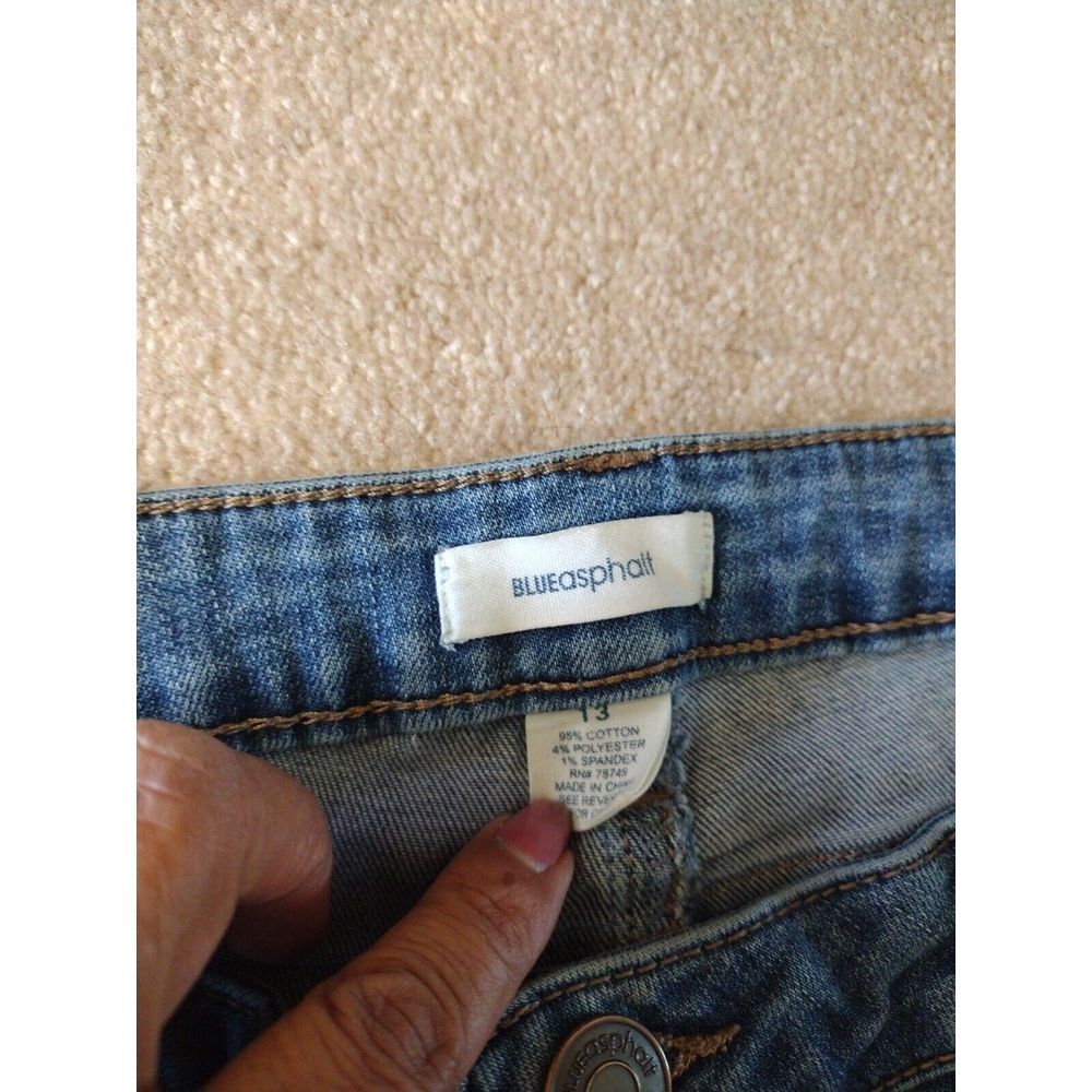 Blue Asphalt Jeans Women 13 Blue Distressed Skinny‎ Mid Rise Junior - Picture 2 of 6